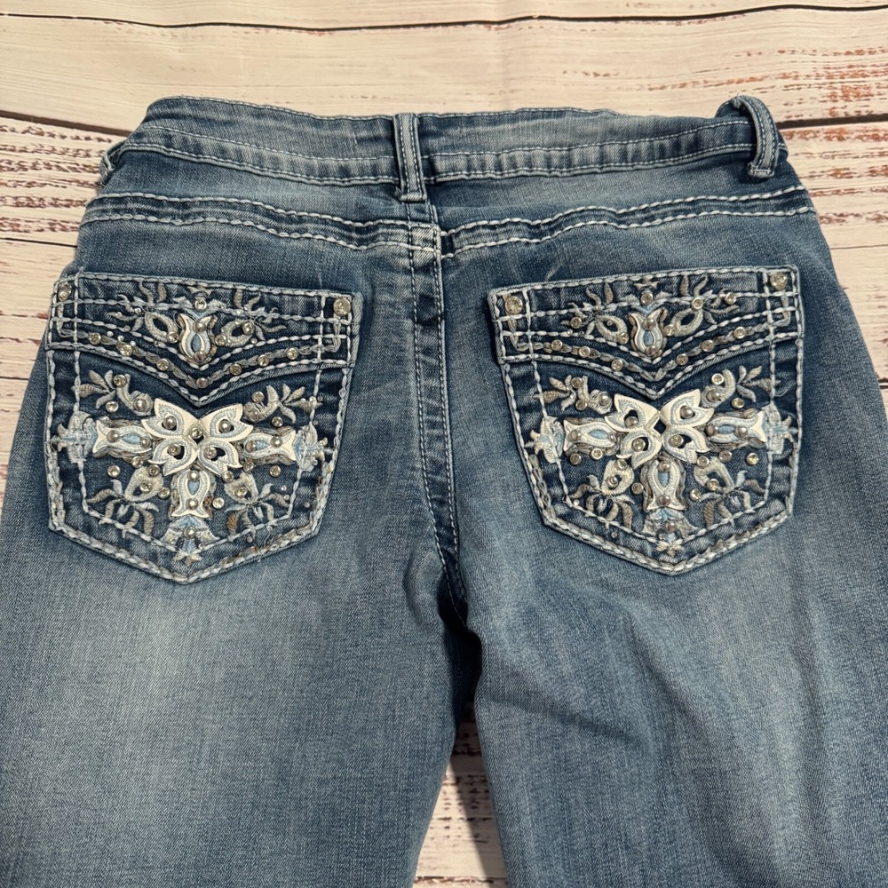 Telepatia Denim Jeans Light Wash Ankle Distressed Flair Womens 5/29 (Fits 27x28) - Picture 15 of 16